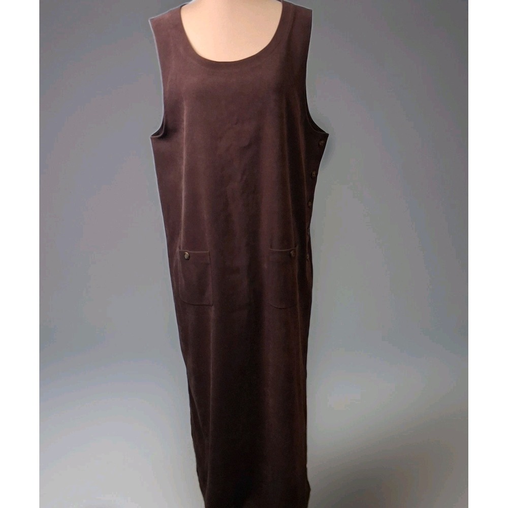 Talbots Brown Jumper Dress Faux Suede Sleeveless‎ Womens Sz M Modest Teacher